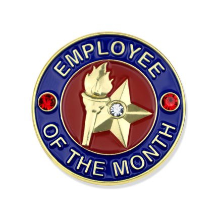 1-1/8 Inch February Employee of the Month Enameled Lapel Pin 