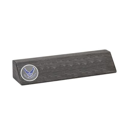 10-1/2 x 3 Inch Grey Leatherette Desk Block With 2 Inch U.S. Air Force Medallion
