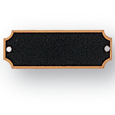 2-1/2  X 7/8 Inches Black Plate with Gold Trim and Notched Corners