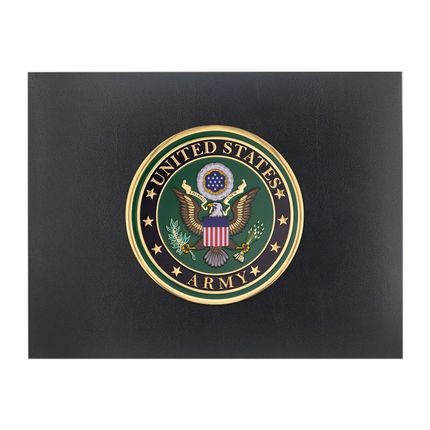 9 x 11-3/4 Inch Black Certificate Holder With 4 Inch United States Army Insignia Medallion