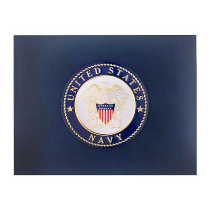 9 x 11-3/4 Inch Blue Certificate Holder With 4 Inch United States Navy Insignia Medallion