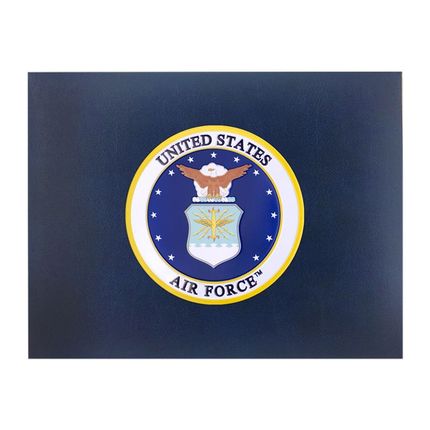 9 x 11-3/4 Inch Blue Padded Certificate Holder With 4 Inch United States Air Force Insignia Medallion