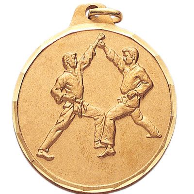 1-1/2 Inch Diamond Cut Border Male Martial Arts Competitor Medal