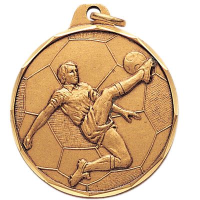 1-1/2 Inch Diamond Cut Border Male Soccer Player Medal