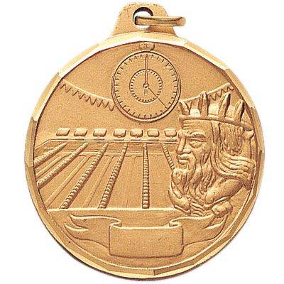 1-1/2 Inch Diamond Cut Border Swimming Pool, Stopwatch, and Poseidon Medal