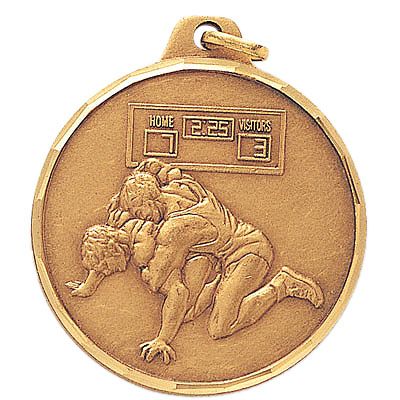 1-1/2 Inch Diamond Cut Border Wrestling Pin Down Positon Medal
