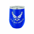 16 Oz Double Walled Stainless Steel Small Blue Tumbler Laser Engraved With U.S. Air Force Logo