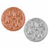 2 Inch Round 3D Stamped Chessboard and Piecest Brass Metal Medallion Decal Disc-Peel and Stick Back