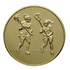 2 Inch Round 3D Stamped Female Lacrosse Players Brass Metal Medallion Decal Disc-Peel and Stick Back
