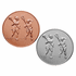 2 Inch Round 3D Stamped Female Lacrosse Players Brass Metal Medallion Decal Disc-Peel and Stick Back