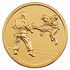 2 Inch Round 3D Stamped Karate Match Brass Metal Medallion Decal Disc-Peel and Stick Back