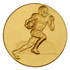 2 Inch Round 3D Stamped Male Football Offensive Player Brass Metal Medallion Decal Disc-Peel and Stick Back