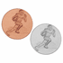 2 Inch Round 3D Stamped Male Football Offensive Player Brass Metal Medallion Decal Disc-Peel and Stick Back