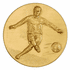 2 Inch Round 3D Stamped Male Soccer Player Brass Metal Medallion Decal Disc-Peel and Stick Back