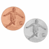 2 Inch Round 3D Stamped Male Soccer Player Brass Metal Medallion Decal Disc-Peel and Stick Back