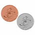 2 Inch Round 3D Stamped Snowboarder Brass Metal Medallion Decal Disc-Peel and Stick Back