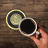 3-5/8 Inch Bright Gold And Leatherette Coaster With 2 Inch State Of Texas Etched Enameled Brass Medallion Insert